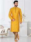 Yellow Rangbaaz Vol 20 Designer function wear Stylish Banarasi Silk Readymade Mens Kurta Payjama Collection 2024